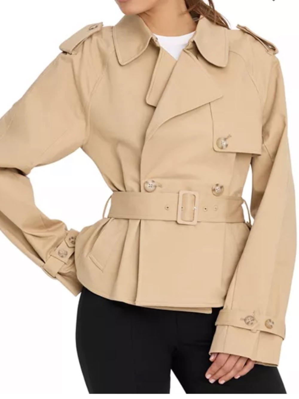 Good American Tan Belted Trench Coat